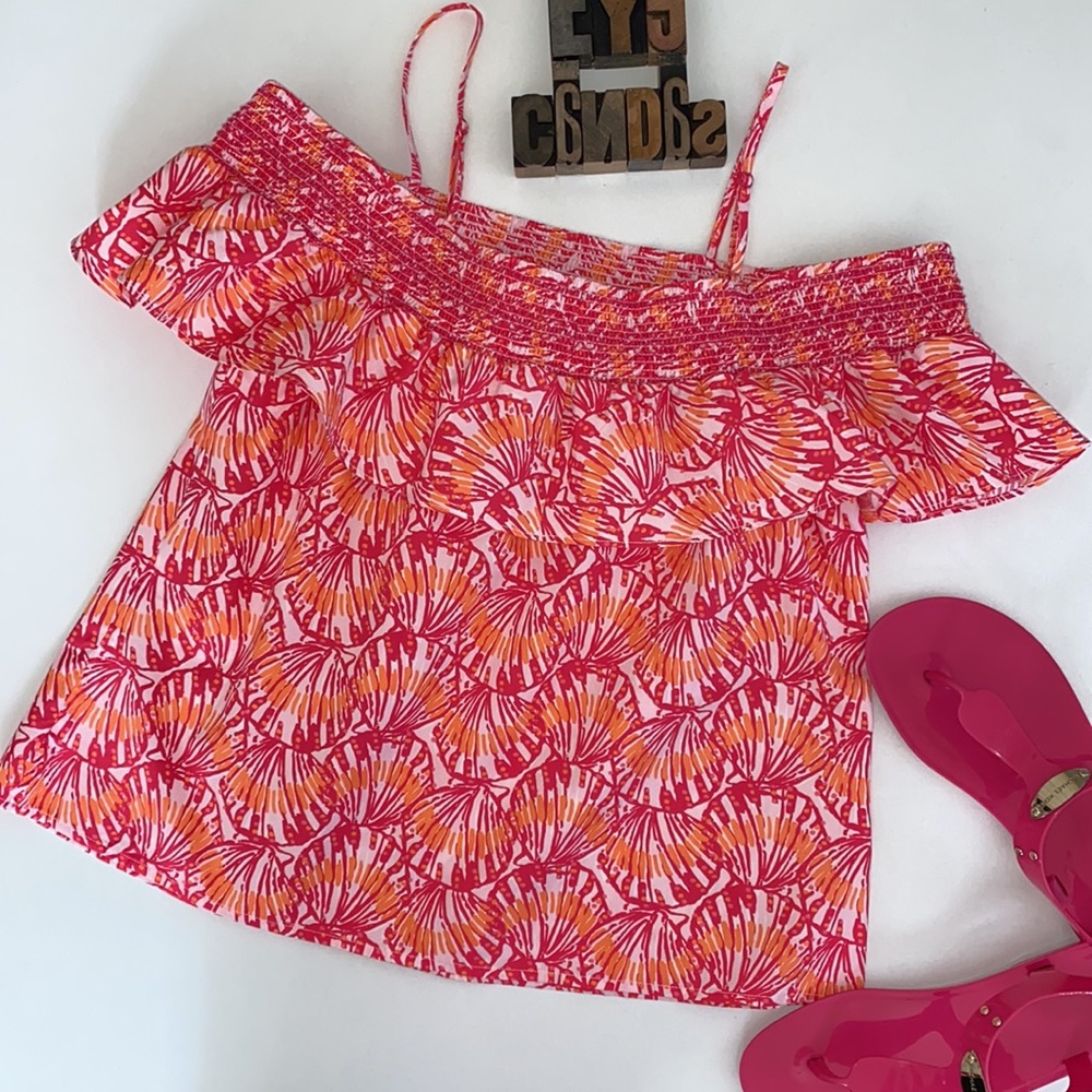 🐳VINEYARD VINES Off the Shoulder Shell Print Top
